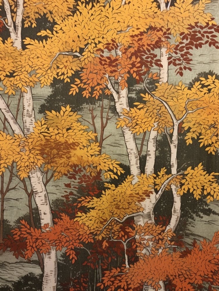Sweet Birch 2 Vintage Autumn Tree Print 