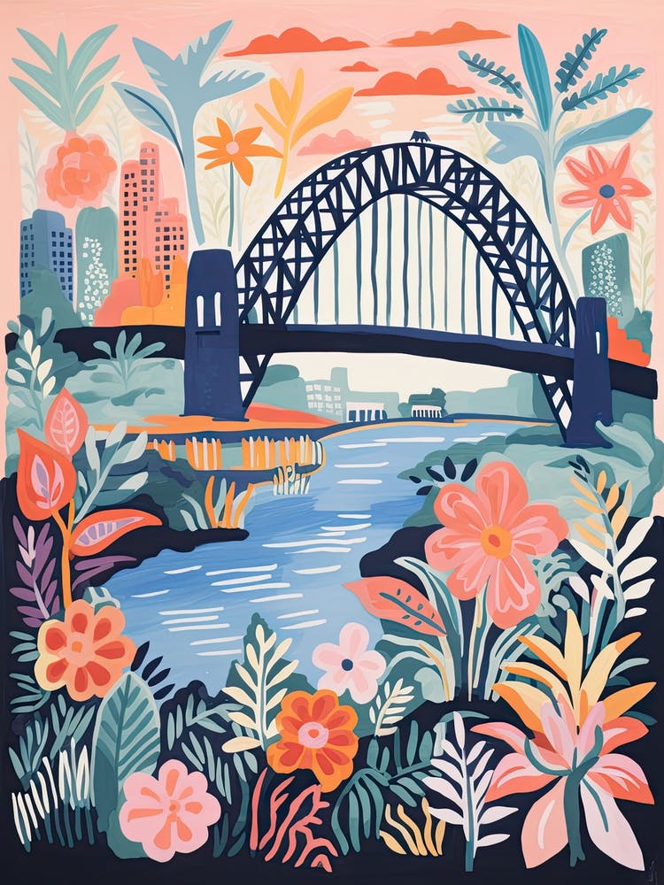 The Sydney Harbour Bridge   Sydney, Australia   Cute Botanical Illustration Travel 1