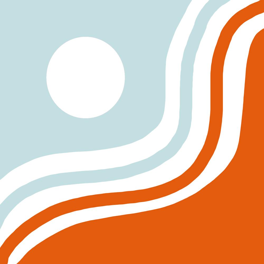 Blue and Orange Sun And Waves