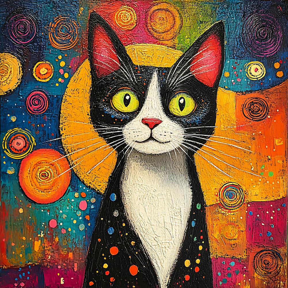 Tuxedo Cat Colorful 8