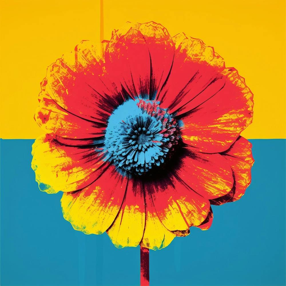 Andy Warhol Style Pop Art Flowers Everlasting Flower 4 Square