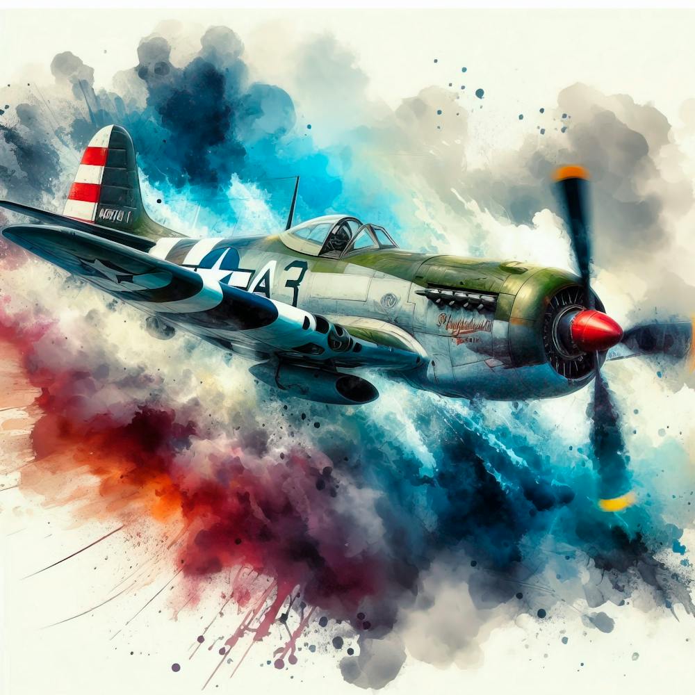 P 47 Thunderbolt At Full Speed Watercolor Splash Well Defined 8k 1