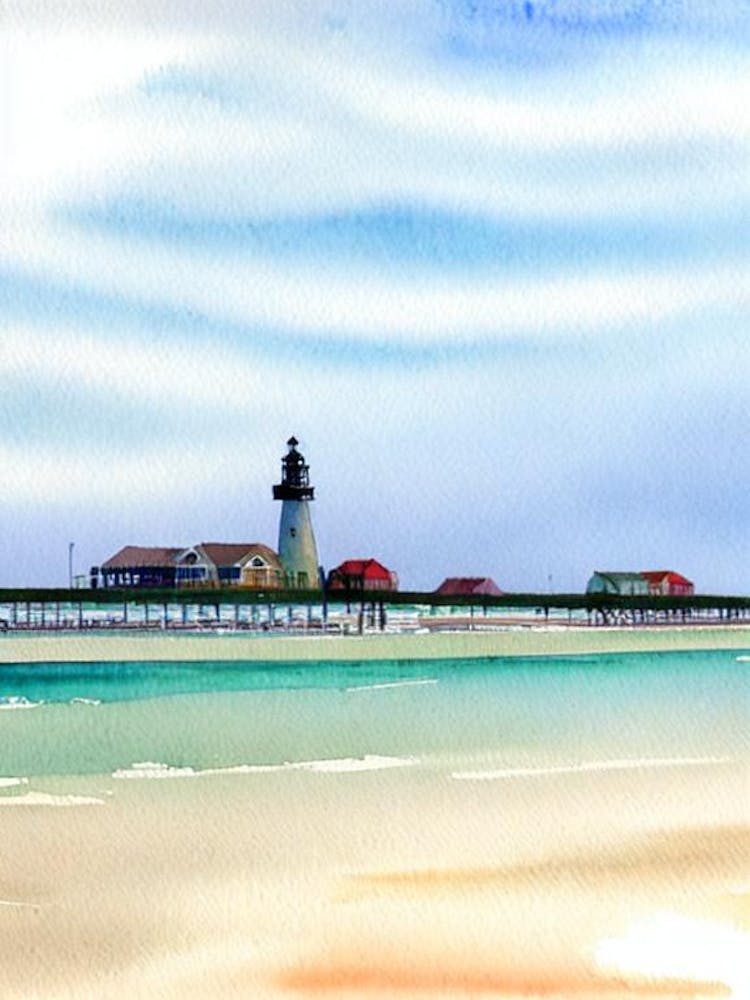 Folly Beach, South Carolina Watercolour