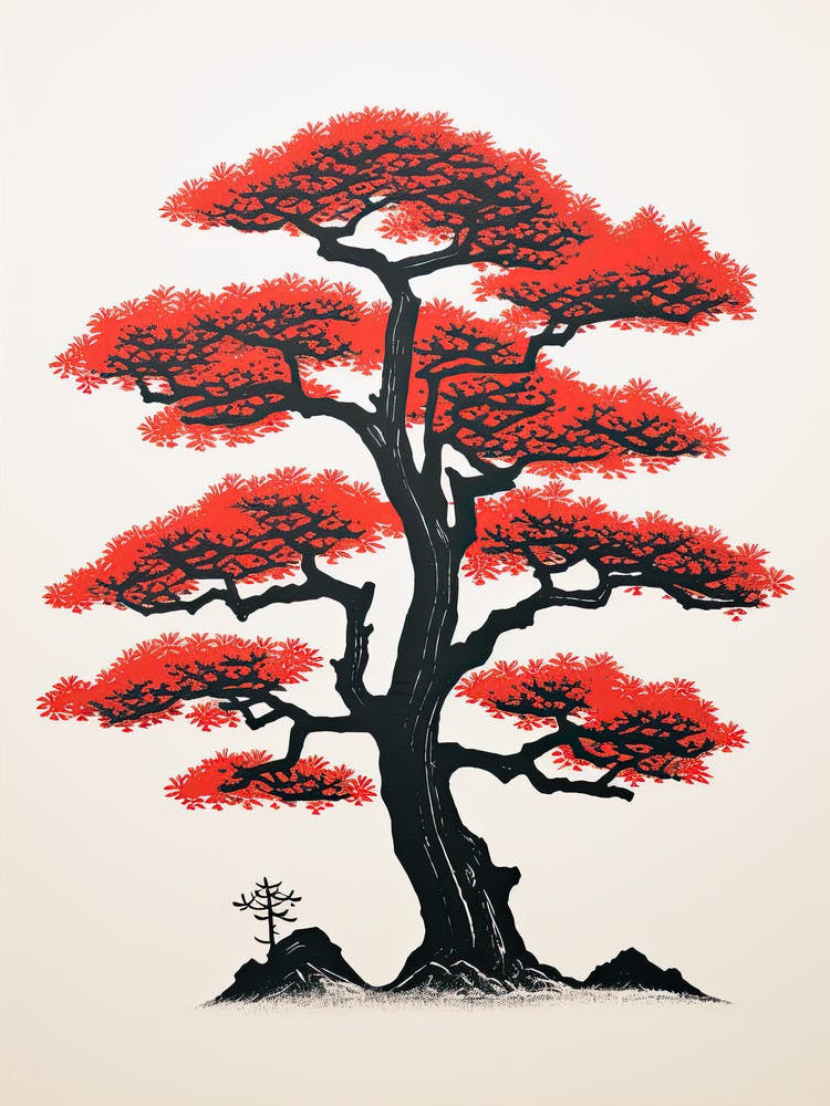 Bonsai Tree 5 Vintage Poster