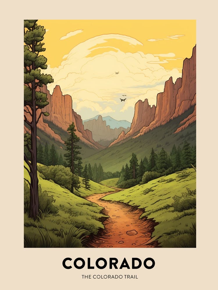 The Colorado Trail Usa 1 Vintage Hiking Travel Poster