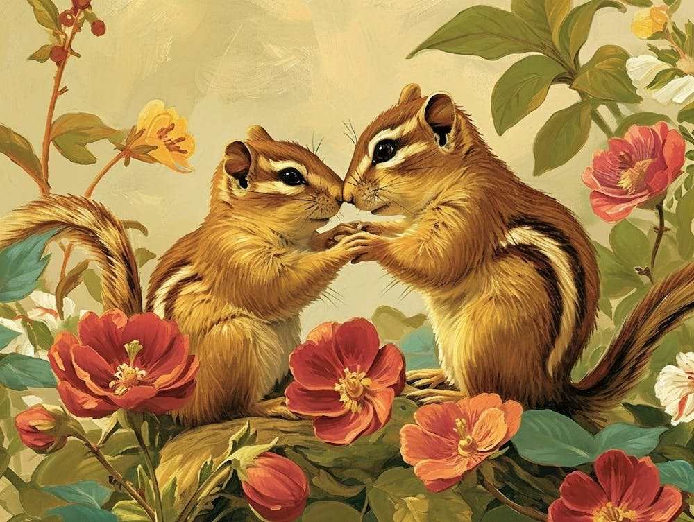 Floral Animal Illustration Chipmunk 2