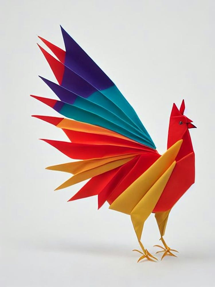 Coq - Oiseau en origami
