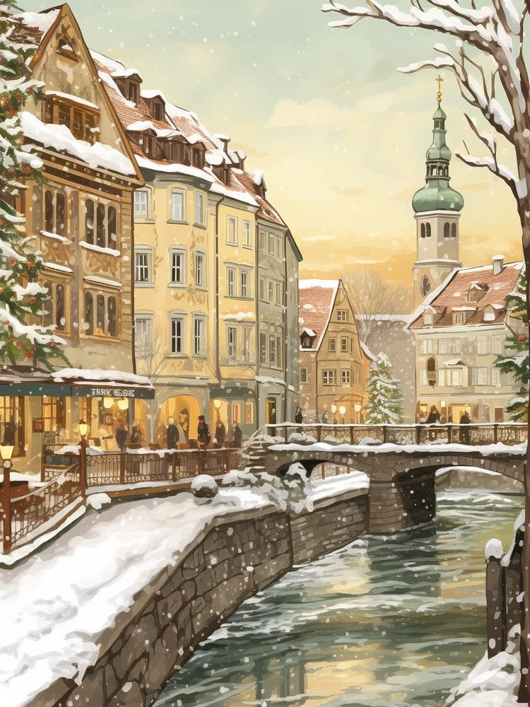 Vintage Winter Illustration Munich Germany 6