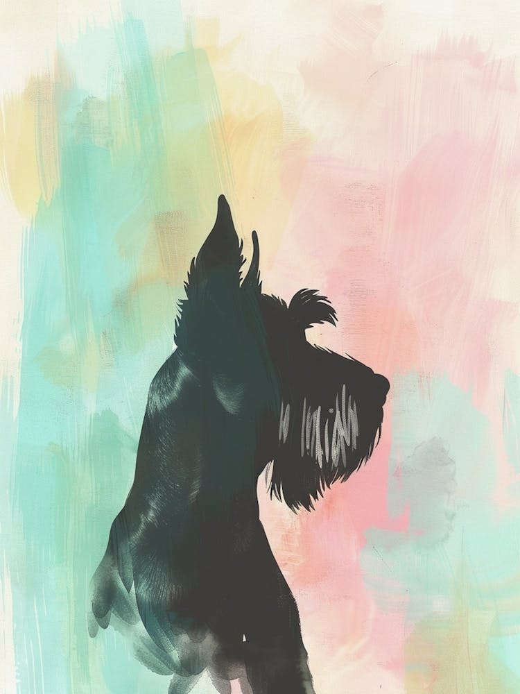 Giant Schnauzer Pastel Line Watercolour Illustration  3