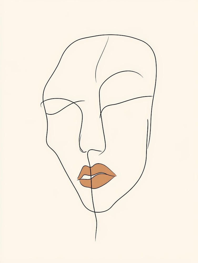 Line Drawing Of A Woman'S Face