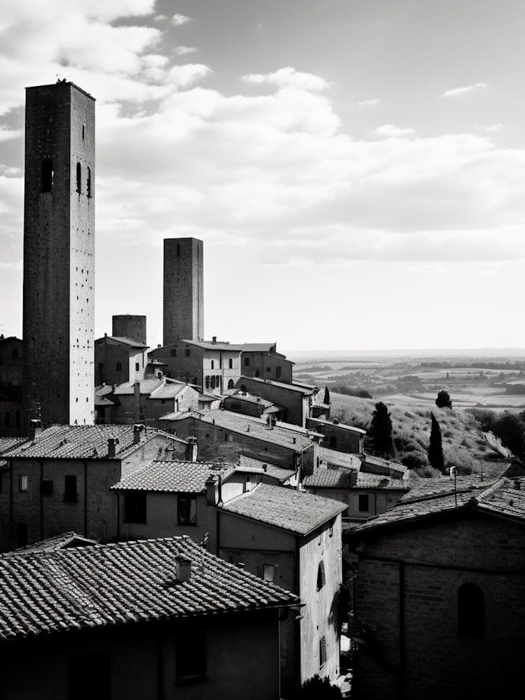 San Gimignano, Italy,  Black And White Analogue Photography  1