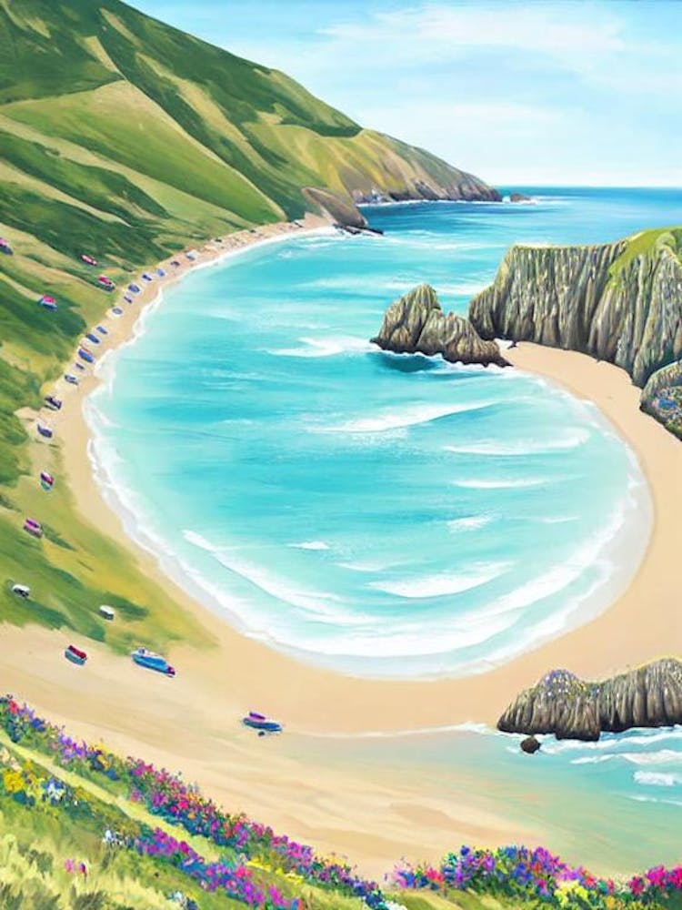 Durdle Door Beach, Dorset Contemporary Illustration  