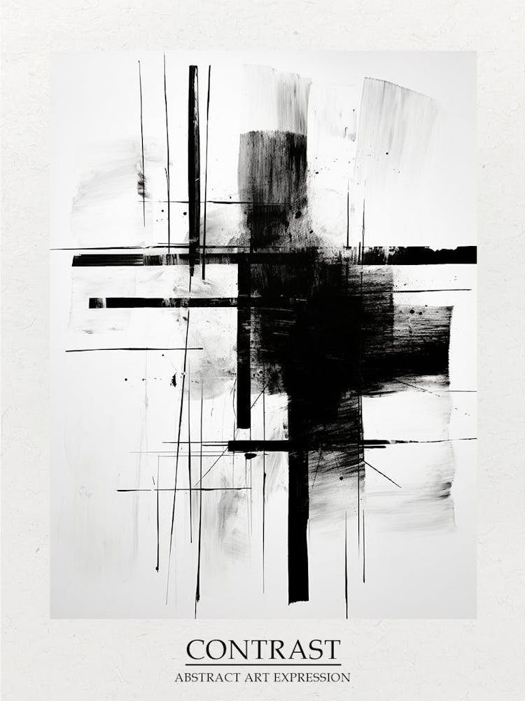 Contrast Abstract Black And White 5 Poster