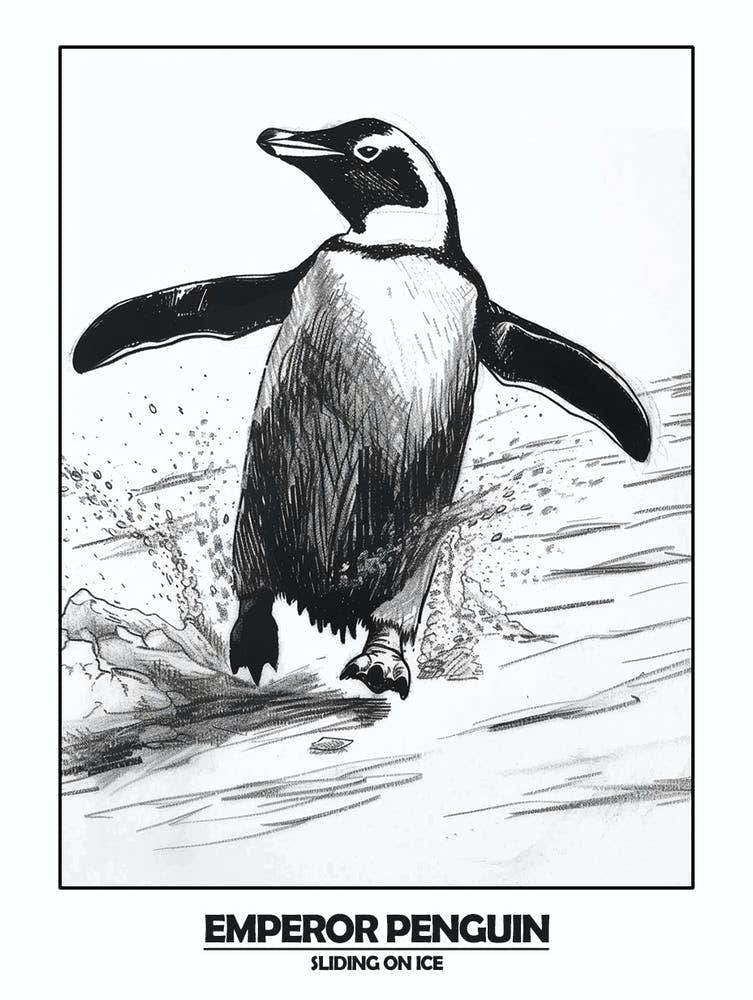 Penguin Sliding On Ice Poster 6