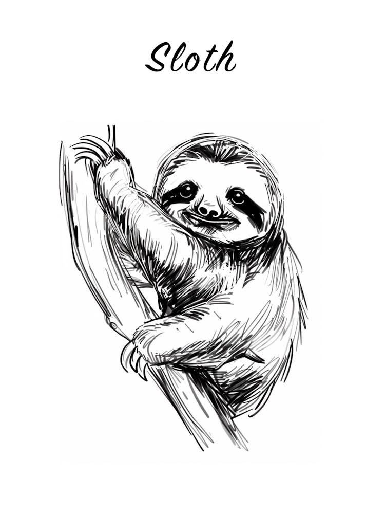 B&W Sloth Poster