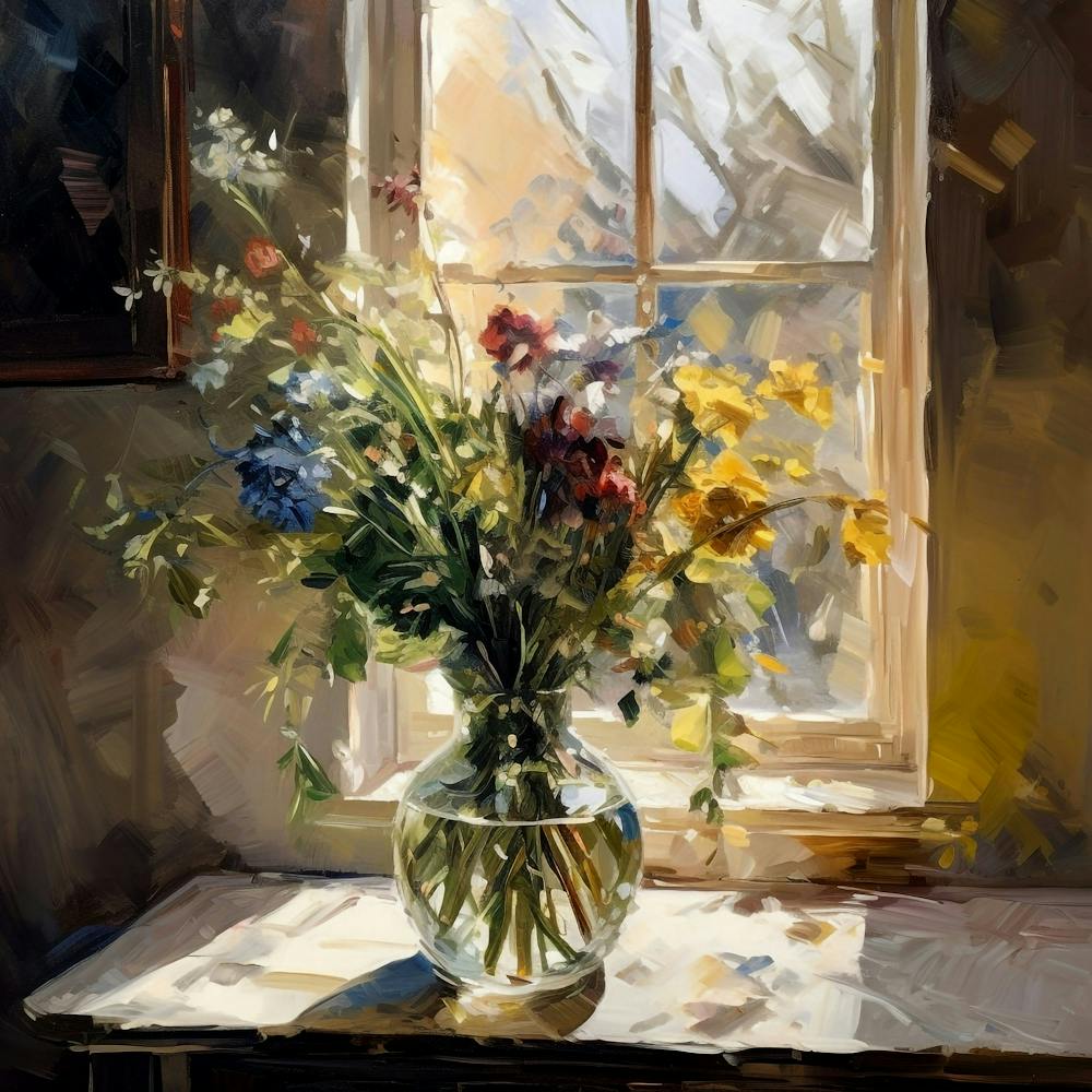 Flowers By The Window Vintage