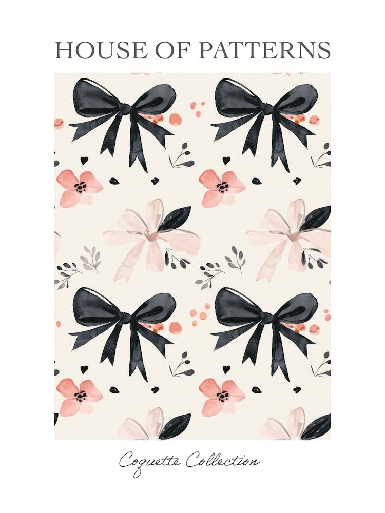 Pink And Black Bows 5 Pattern Poster