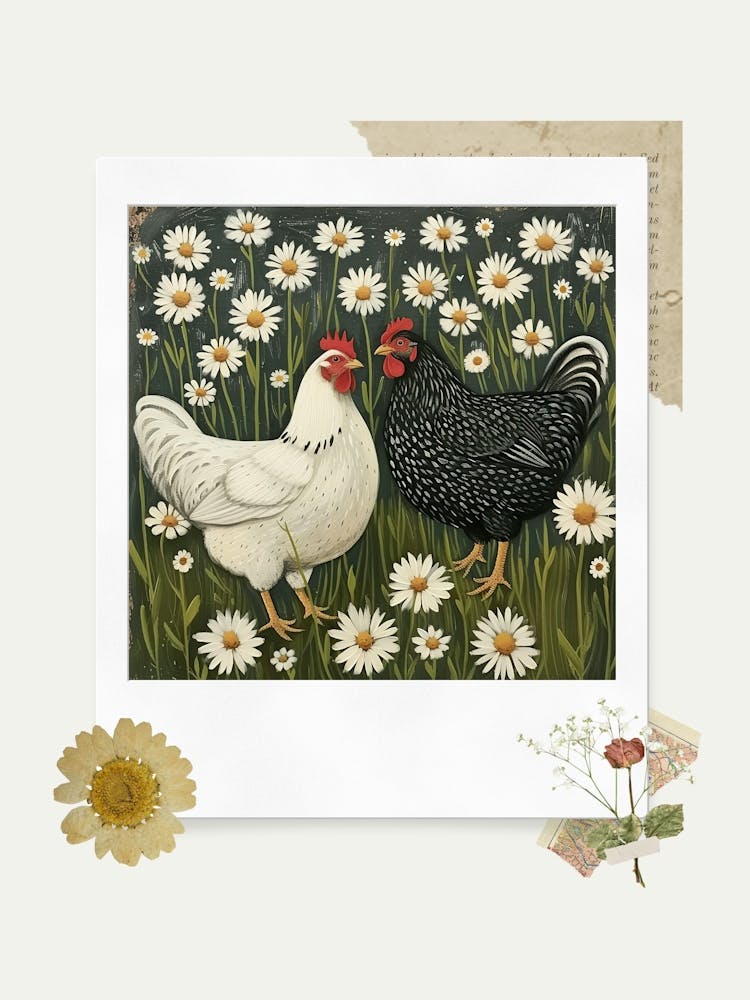 Scrapbook Chickens Fairycore Painting 3