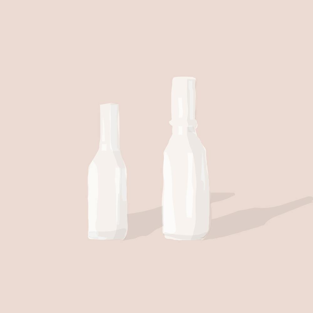 White Bottles On A Pink Background