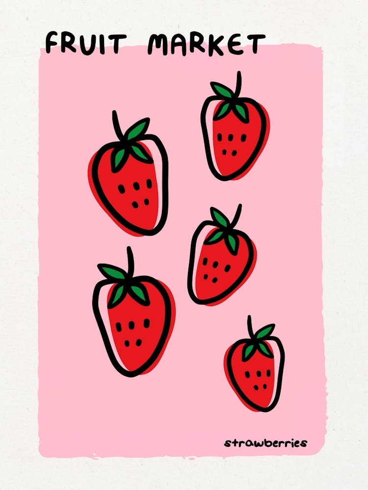 Obstmarkt Erdbeeren Druck