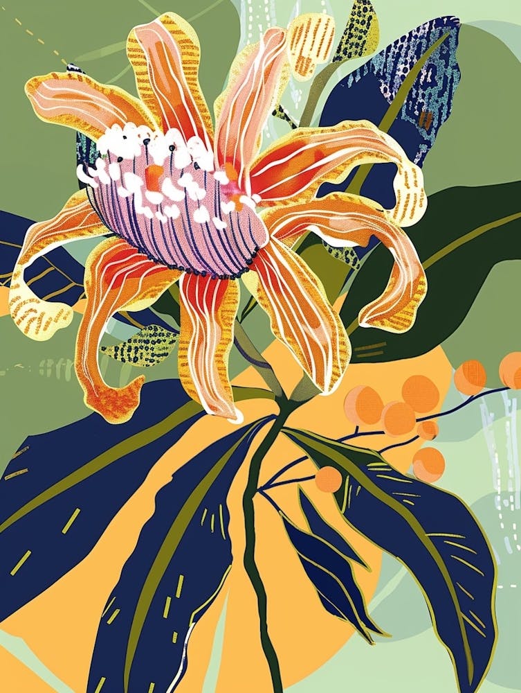 Colourful Flower Illustration Bergamot 1