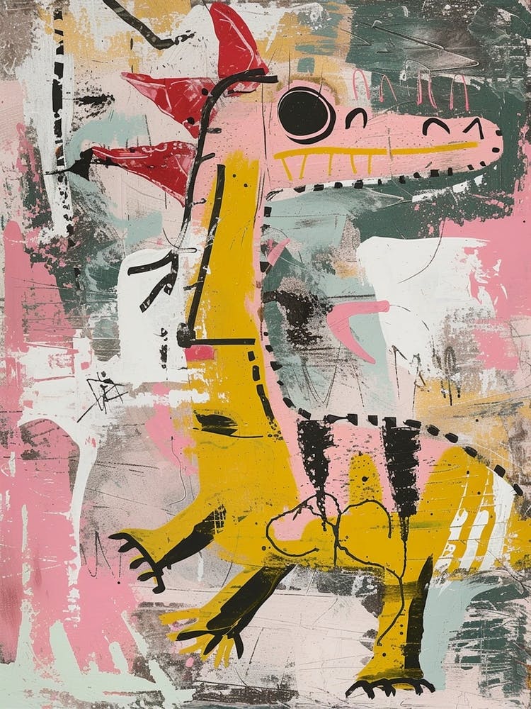 Dinosaure Graffiti Rose Pastel