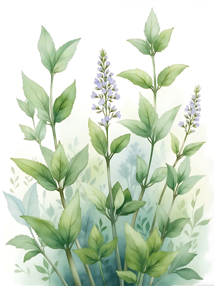 Layered Sage Plant Silhouettes