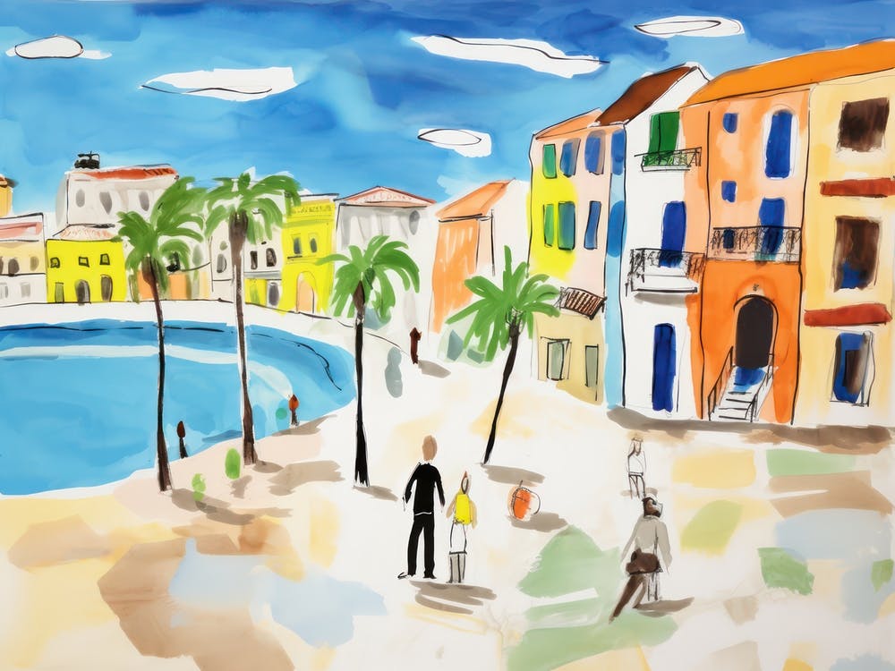 Pescara Italy Cute Watercolour Illustration 2