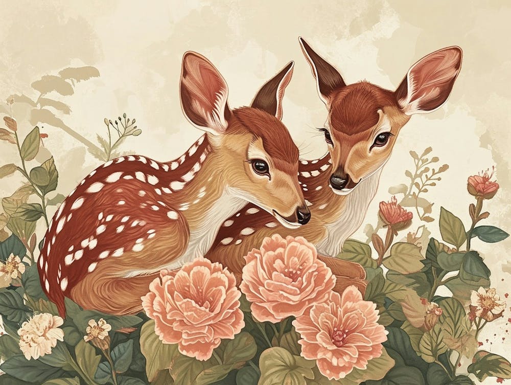 Florale Tierillustration Hirsch 3