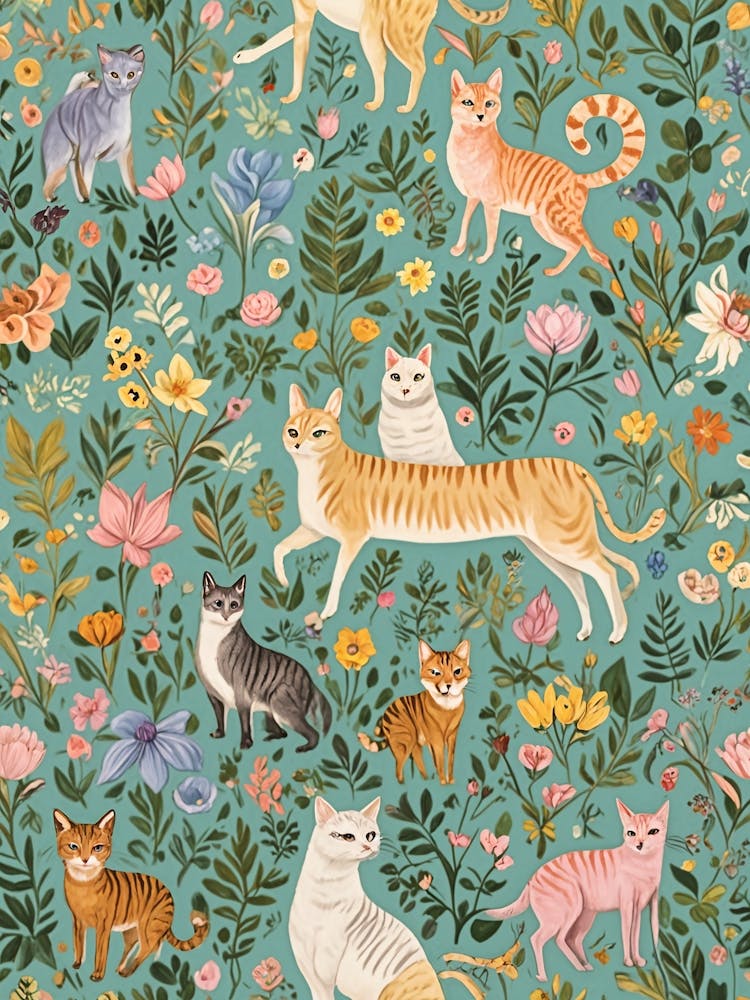 Whimsical Cats In The Garden