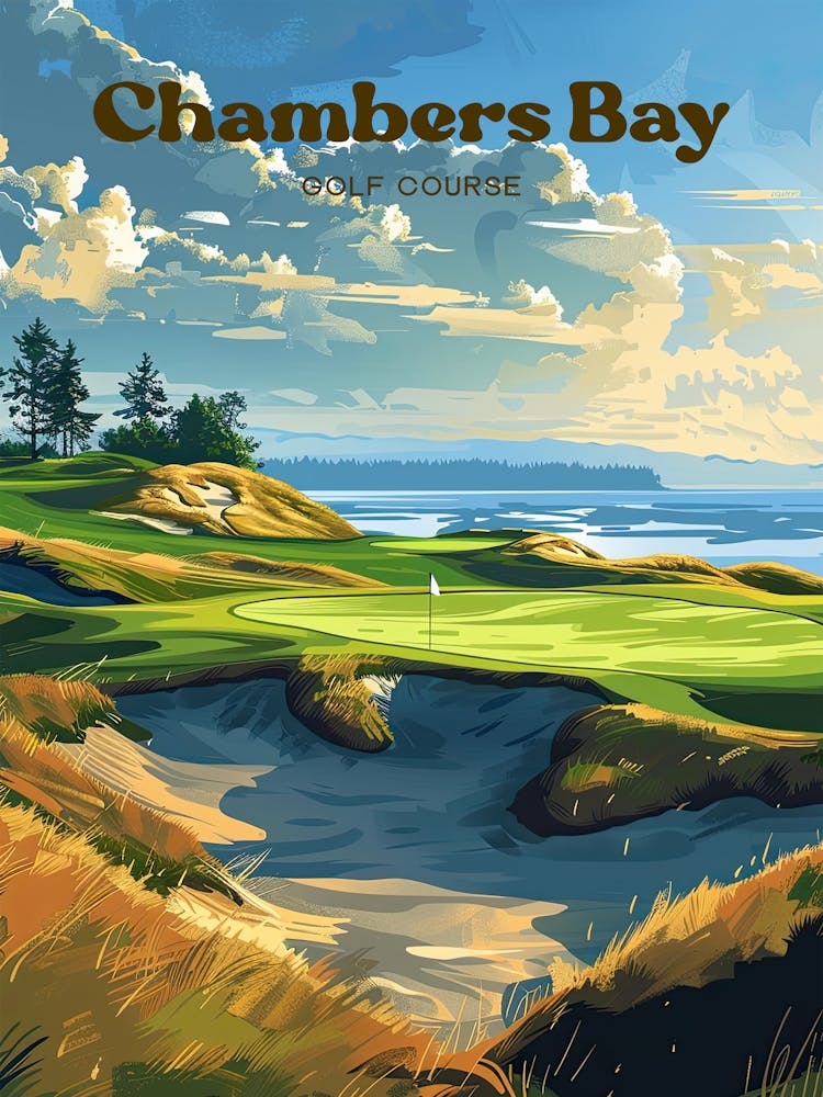Chambers Bay Golf Course Us Open Digital Travel Art