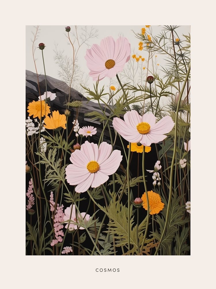 Flower Illustration Cosmos 2 Poster