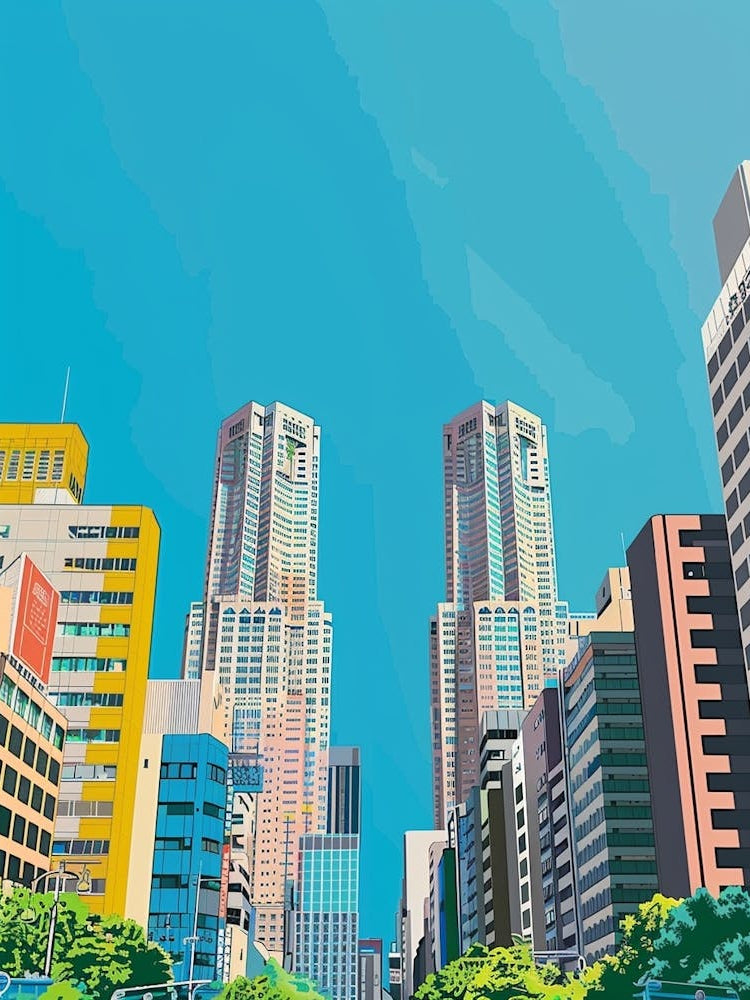 Tokyo Metropolitan Government Building 1 Colourful Illustration