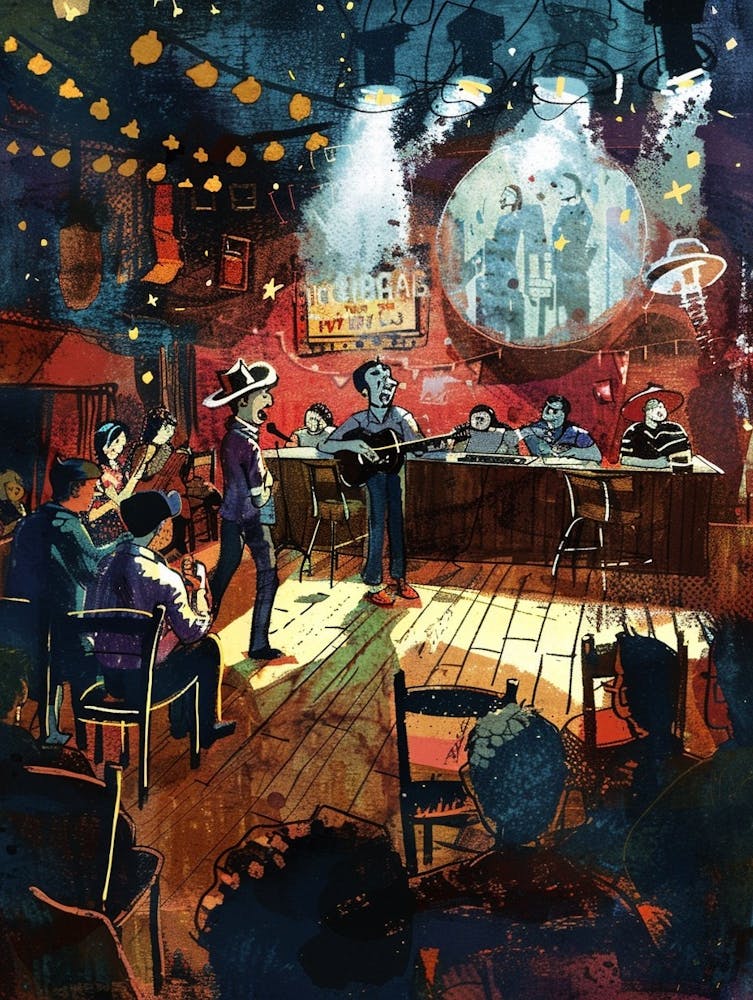 Storybook Illustration Comedy Club Austin Texas 3