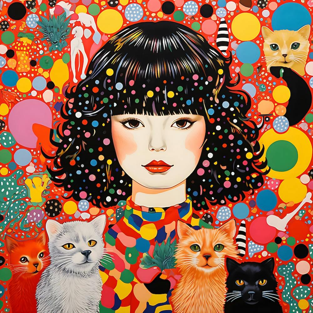 Cats and Colors Yayoi Kusama Inspired Print Design