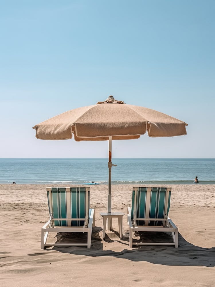 Set Von Strandliegestühlen Strand-Sommer-Fotografie