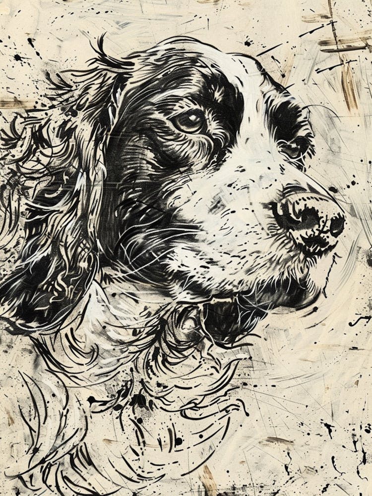 English Springer Spaniel Line Sketch 2
