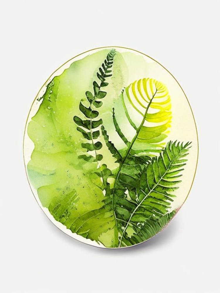 Zitronenknopf-Farn Aquarell