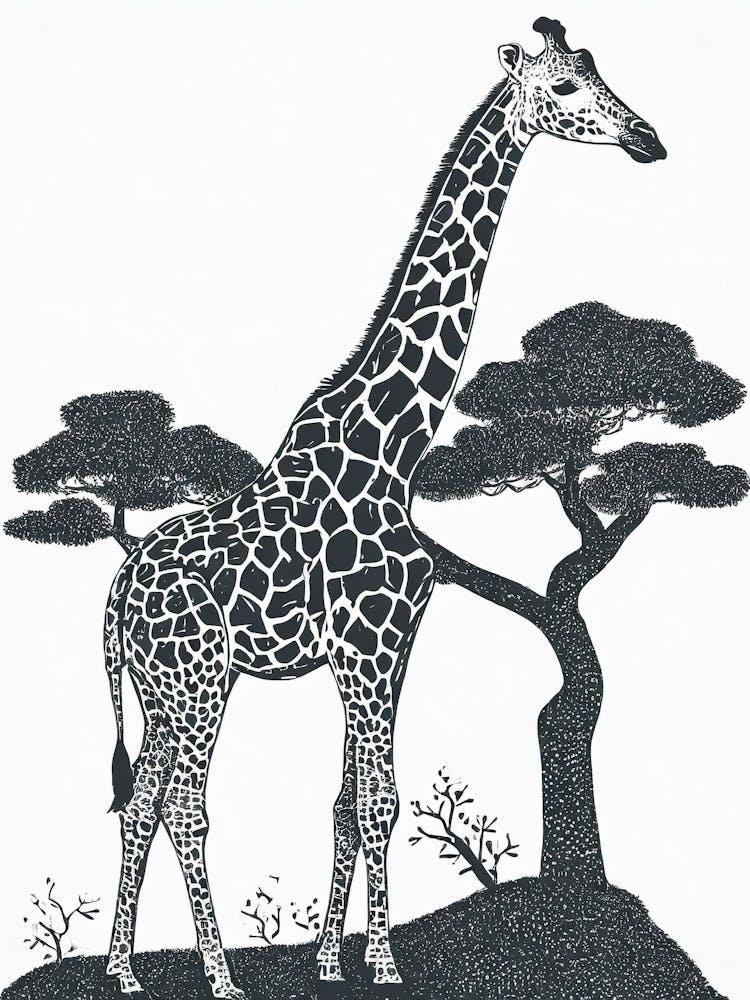 Giraffe Browsing High Treetops