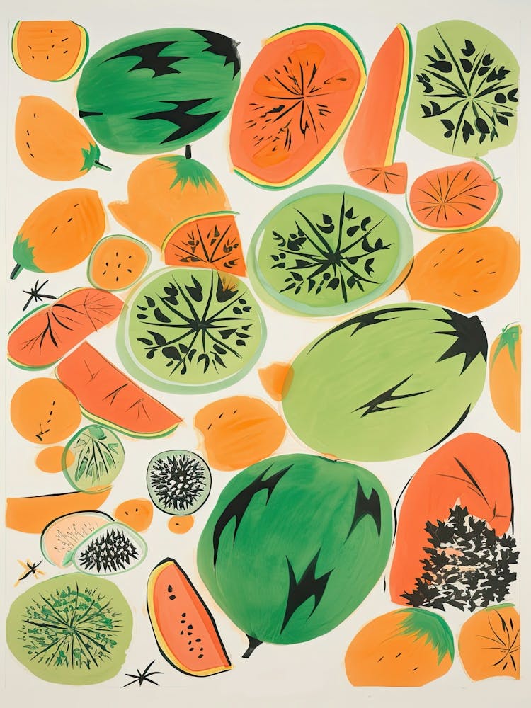 Cantalupe Fruit Drawing 1