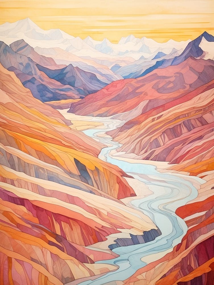 Autumn National Park Painting Aletsch Glacier Switzerland 1