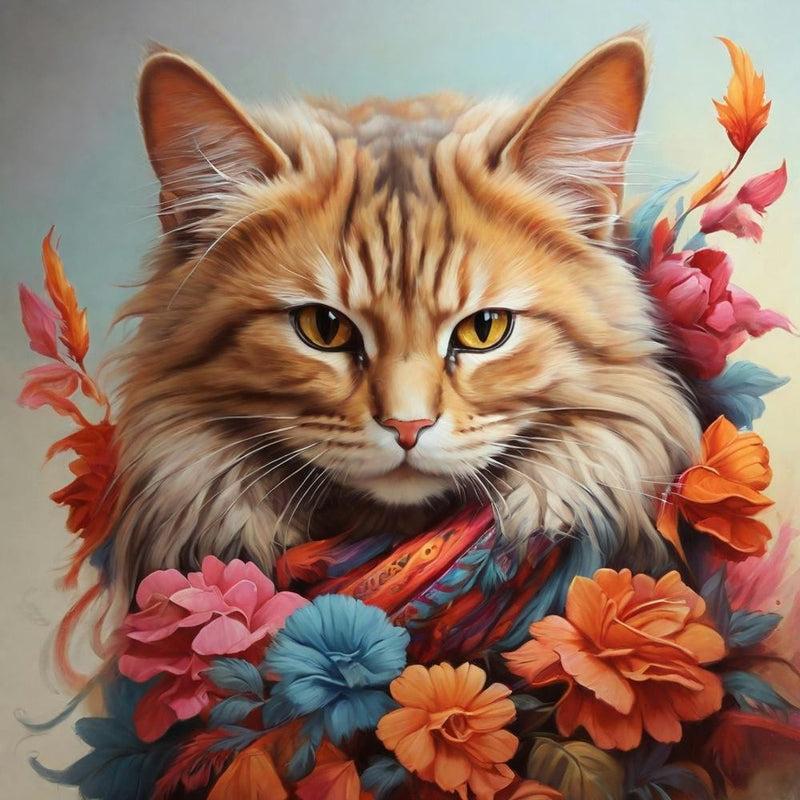 Cat With Flowers