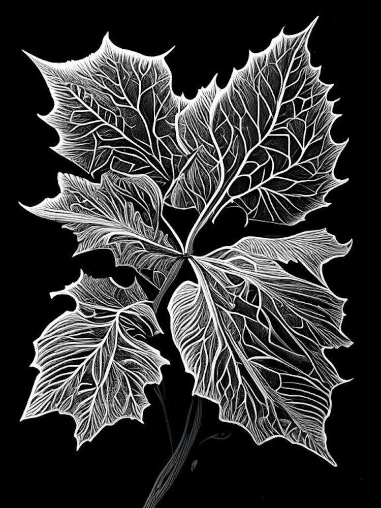 Witch Hazel Leaf Linocut 1