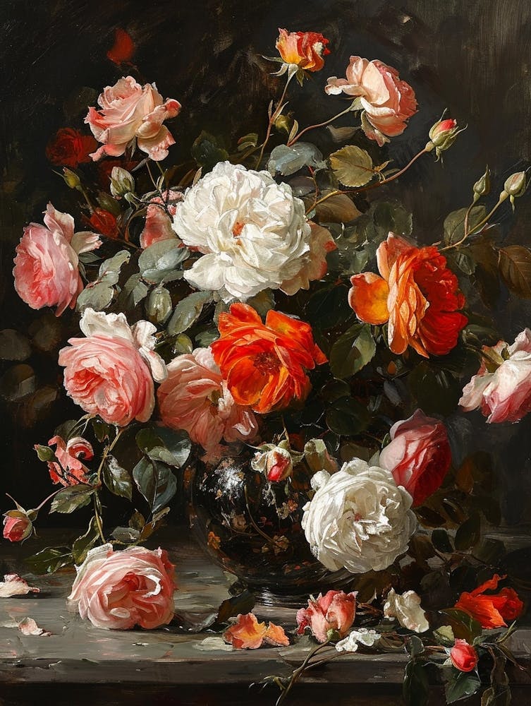 Baroque Floral Still Life Rose 2