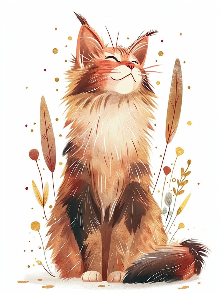Maine Coon Cat Clipart Illustration 3