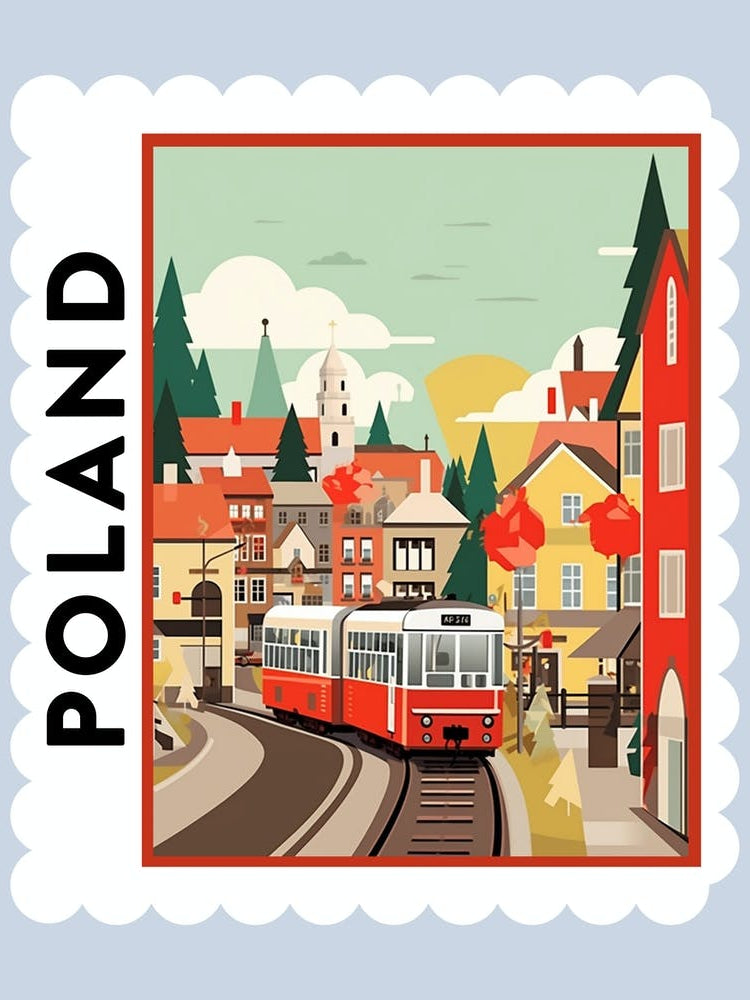 Poland Travel Stamp Poster