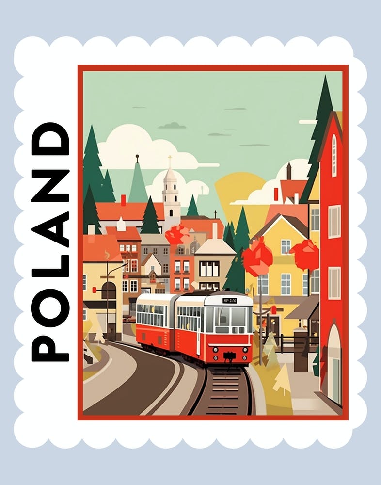 Poland Travel Stamp Poster