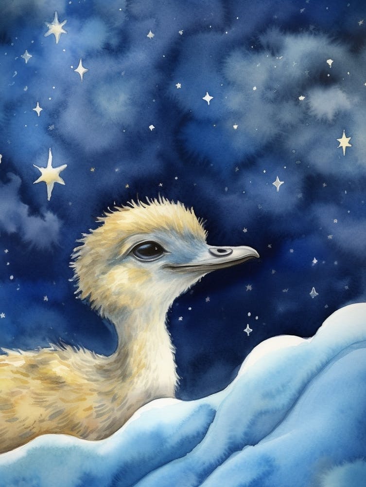Baby Ostrich 2 Sleeping In The Clouds