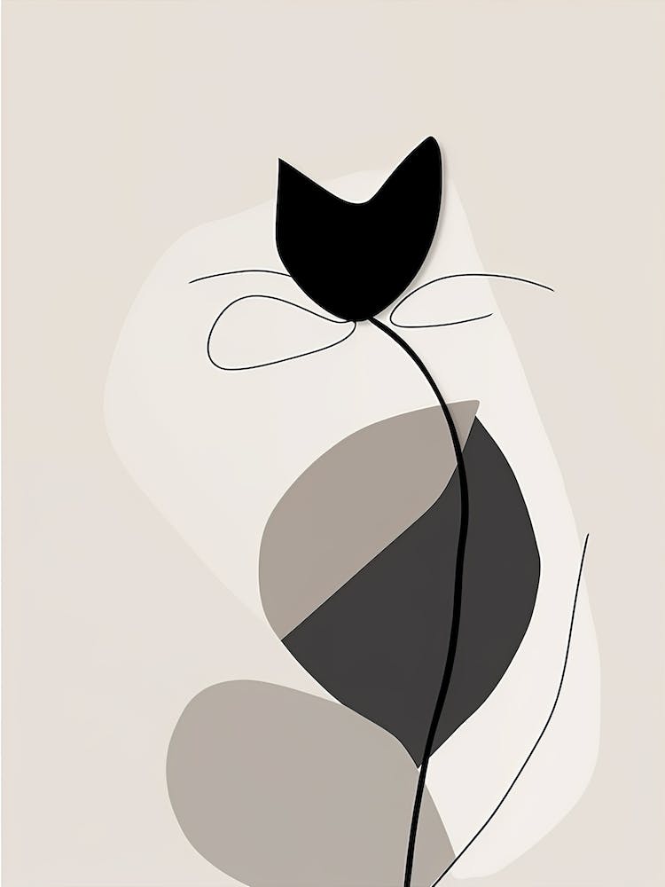 Cat Line Art Abstract 2