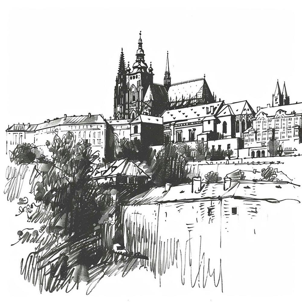 A Prague Castle Hand Drawn Sketch Illustration 1720468255 2